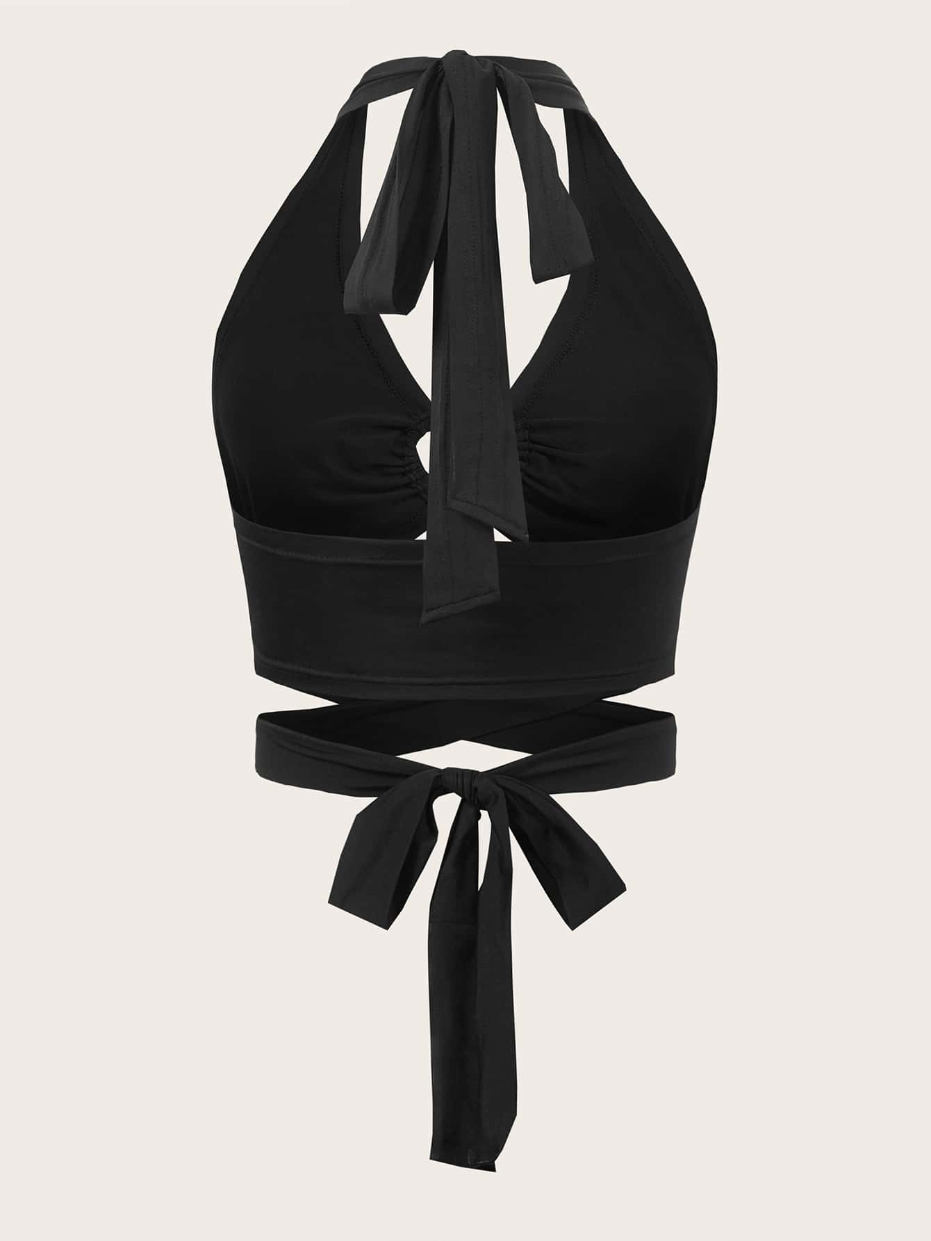 Crisscross Tie Backless Halter Top, School