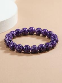 1cm Graphic Beaded Bracelet - Purple - View 2