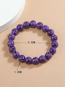 1cm Graphic Beaded Bracelet - Purple - View 5
