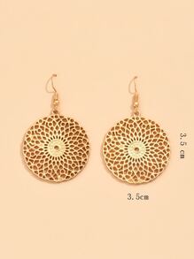 YWGEZHI Hollow Out Round Drop Earrings - Yellow Gold - View 3