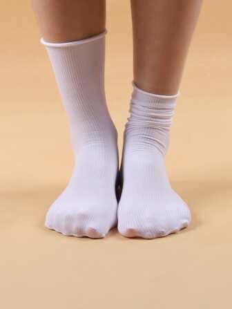 素色中筒襪