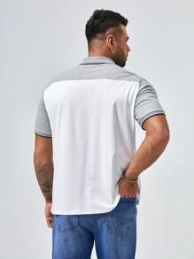 GENTILAND Hombres Camisa polo algodón caballo con bordado de color combinado