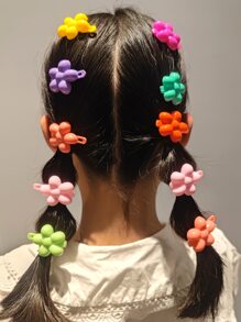 20pcs Random Color Toddler Girls Flower Decor Hair Clip - Multicolor - View 3