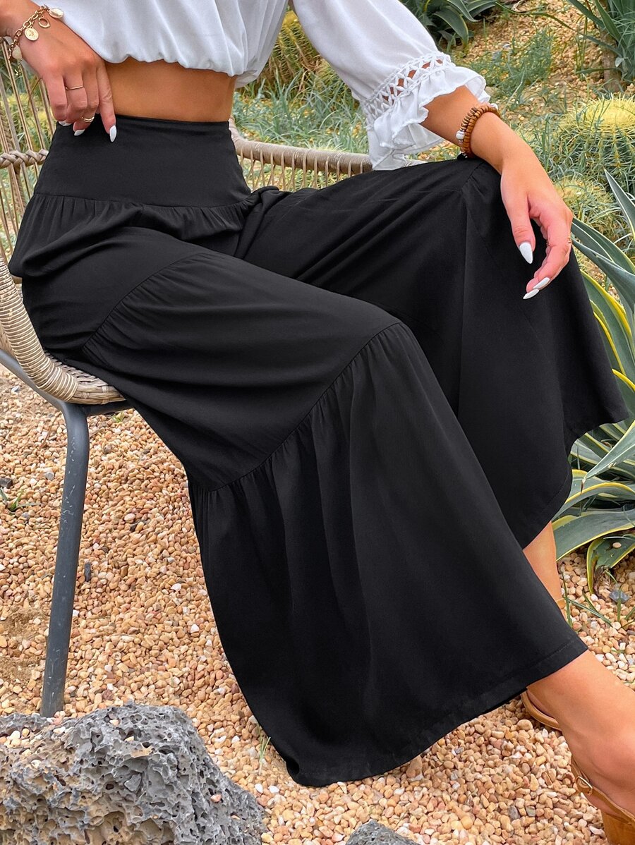 SHEIN LUNE Pantalones de pierna ancha de cintura ancha | Moda de Mujer ...