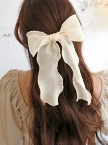 DAZY Bow Decor Hair Clip - White - View 1