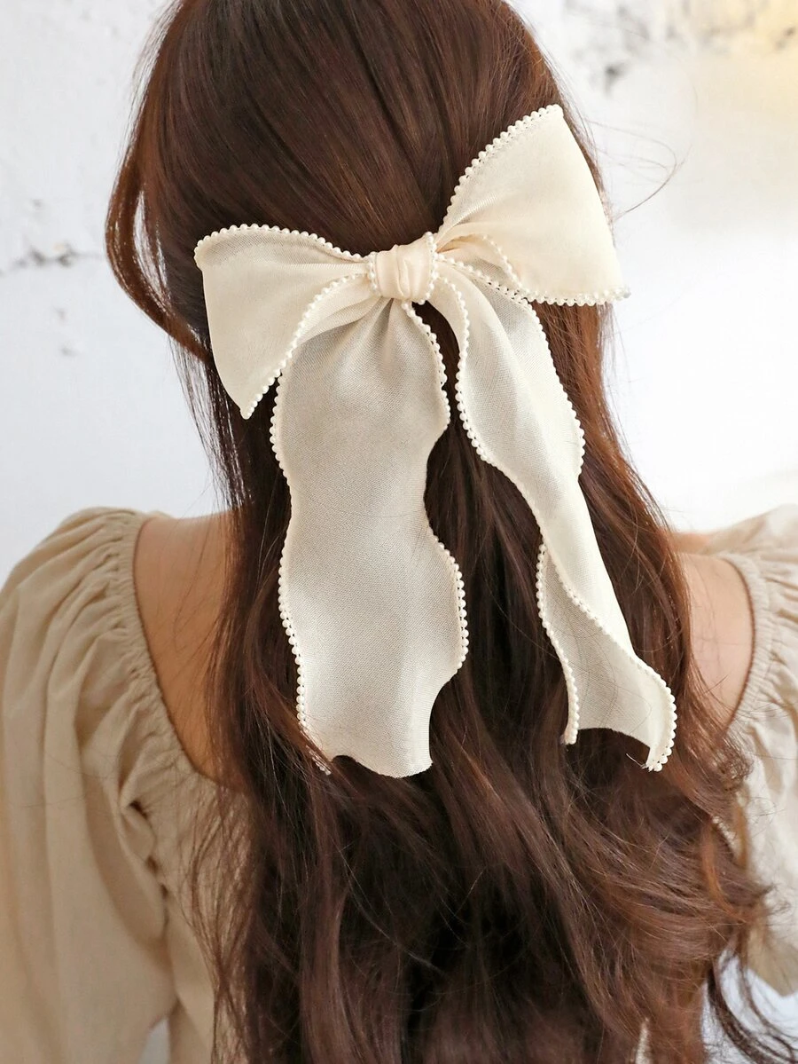 DAZY Bow Decor Hair Clip - White - View 1