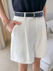 DAZY Fold Pleated Wide Leg Shorts Without Belt Summer