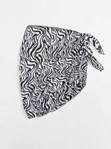 Váy che phủ sọc ngựa vằn Plus, cho kỳ nghỉ hè ở bãi biển - Đen và trắng - Xem 2