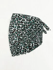 Plus Leopard Cover Up Skirt, For Summer Beach Vacation - Cadet Blue - View 2