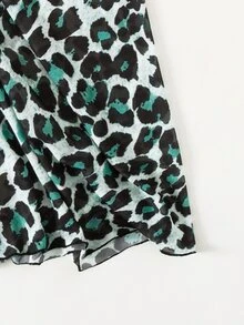 Plus Leopard Cover Up Skirt, For Summer Beach Vacation - Cadet Blue - View 4