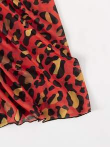 Plus Leopard Cover Up Skirt, For Summer Beach Vacation - Red - View 5
