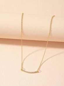 水鑽裝飾幾何吊墜項鍊 - 金黃色 - 查看 2