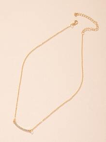 水鑽裝飾幾何吊墜項鍊 - 金黃色 - 查看 4