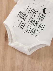 Baby Moon & Slogan Graphic Sleep Bodysuit - White - View 3