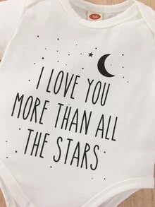 Baby Moon & Slogan Graphic Sleep Bodysuit - White - View 4
