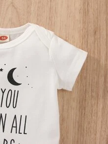 Baby Moon & Slogan Graphic Sleep Bodysuit - White - View 5