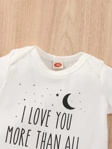 Baby Moon & Slogan Graphic Sleep Bodysuit - White - View 6