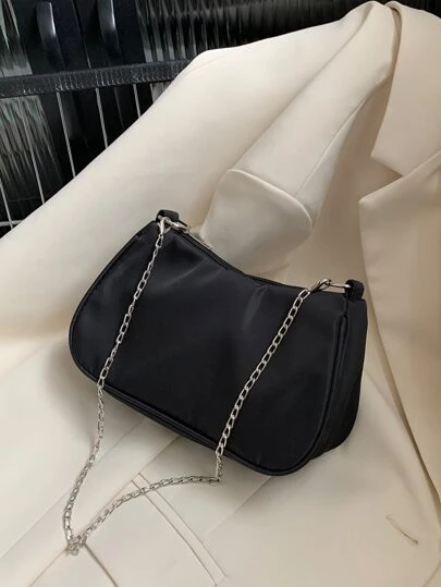 Fashionable Solid Color Versatile Women's Baguette Casual Shoulder Bag