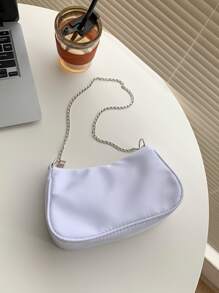 Fashionable Solid Color Multi-Purpose Casual Crossbody Bag For Women - White - View 5