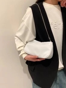 Fashionable Solid Color Multi-Purpose Casual Crossbody Bag For Women - White - View 8