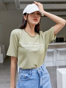 DAZY 标语图案圆领 T 恤 MENTAL NOTE 了解你的价值，你比你想象的更强大 保持冷静，继续前行 超大 T 恤 - 薄荷綠 - 查看 4