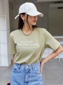 DAZY 标语图案圆领 T 恤 MENTAL NOTE 了解你的价值，你比你想象的更强大 保持冷静，继续前行 超大 T 恤 - 薄荷綠 - 查看 5