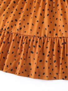 SHEIN Toddler Girls Dalmatian Ruffle Hem A-line Dress - Brown - View 4