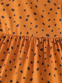 SHEIN Toddler Girls Dalmatian Ruffle Hem A-line Dress - Brown - View 5