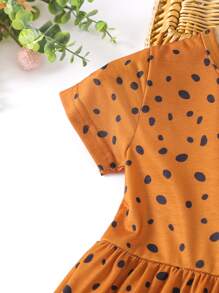 SHEIN Toddler Girls Dalmatian Ruffle Hem A-line Dress - Brown - View 6