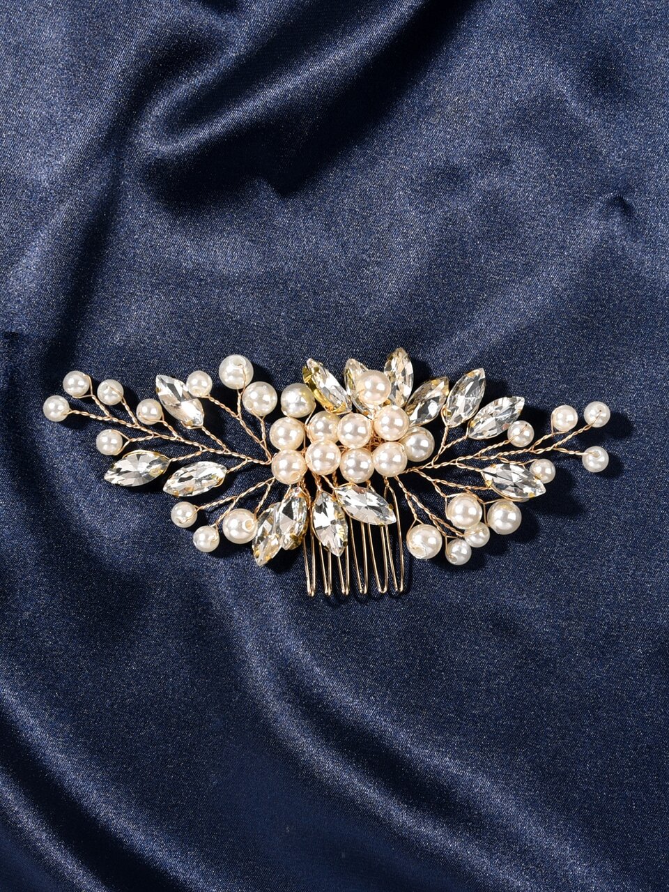 1pc Handmade Pearl & Crystal Hair Comb, Bridal Wedding Hair Accessory