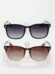 2pcs Ombre Classic Fashion Glasses (With Lanyard & Cleaning Cloth) Unisex Steampunk Retro Portable Stylish Fashion Glasses, Suitable For Driving, Fishing, Camping, Cycling, Hiking, Running, Fashion Accessory For Summer - Multicolor - View 5