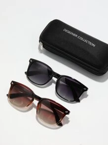 2pcs Ombre Classic Fashion Glasses (With Lanyard & Cleaning Cloth) Unisex Steampunk Retro Portable Stylish Fashion Glasses, Suitable For Driving, Fishing, Camping, Cycling, Hiking, Running, Fashion Accessory For Summer - Multicolor - View 6