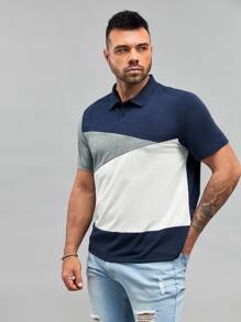 Manfinity Men Plus Cut And Sew Polo Shirt - Multicolor - View 3