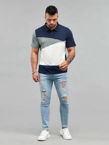 Manfinity Men Plus Cut And Sew Polo Shirt - Multicolor - View 4