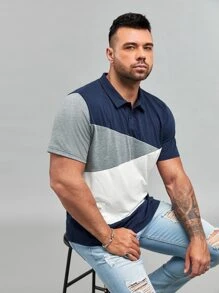 Manfinity Men Plus Cut And Sew Polo Shirt - Multicolor - View 5