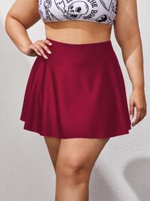 Bottom de bikini lisa talla grande, para vacaciones de verano en la playa - Rojo - Ver 1