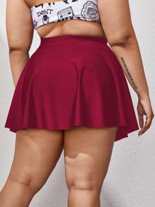 Bottom de bikini lisa talla grande, para vacaciones de verano en la playa - Rojo - Ver 2
