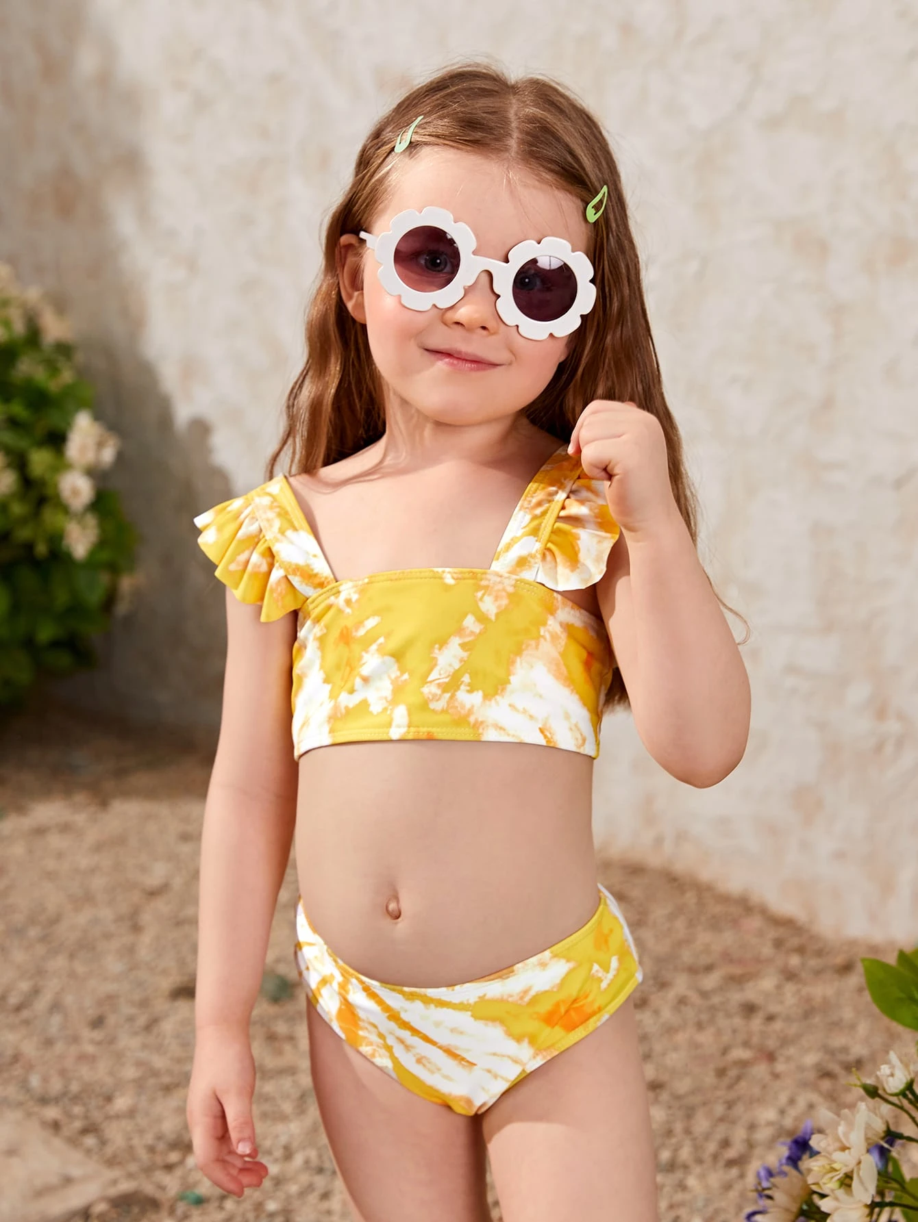 女の子幼児 絞り染め フリルトリム ビキニ水着 Shein Japan