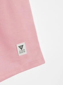 Manfinity Hypemode 寬鬆版型男士短褲,字母縫補,束口腰帶 - 淺粉色 - 查看 3