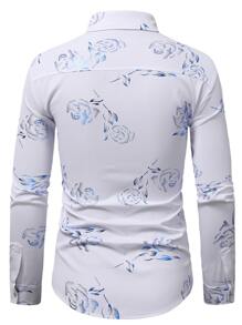 Manfinity Hombres Camisa con estampado floral - Blanco - Ver 2