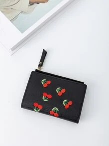 Monedero con bordado de cereza - Negro - Ver 4