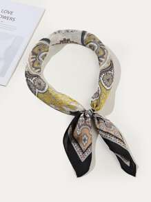 1入組女士人造絲復古緞頭巾方巾，適合度假、休閒外出和日常穿著波西米亞風格 - 彩色 - 查看 3