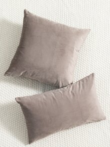 1pc Minimalist Cushion Cover Without Filler, Mocha Brown Simple Throw Pillow Case, For Sofa, Living Room - Mocha Brown - View 1