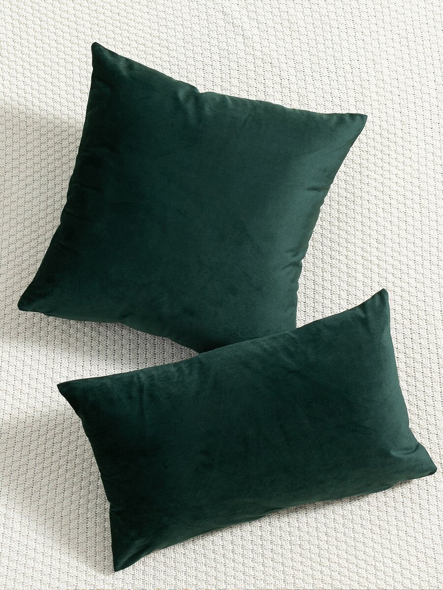 1入組素色靠墊套不附帶墊芯 - 墨綠色 - 查看 1