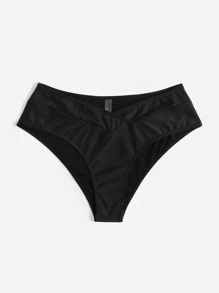 SHEIN Swim Curve Plus Surplice High Cut Bikini Bottom - Black - View 5