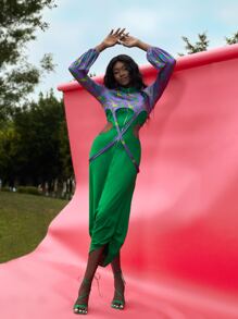 _d.daniela.a_ 卡通和熱帶圖案十字交叉短款上衣 - 彩色 - 查看 3