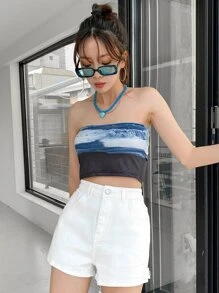 DAZY Sea Print Tube Top - Multicolor - View 5