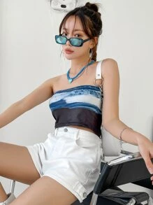 DAZY Sea Print Tube Top - Multicolor - View 1