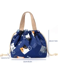 1入組卡通圖案便當袋 - 彩色 - 查看 3