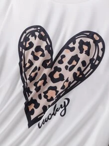 Mulvari Plus Heart & Leopard Batwing Sleeve Tee & Pants - Multicolor - View 7